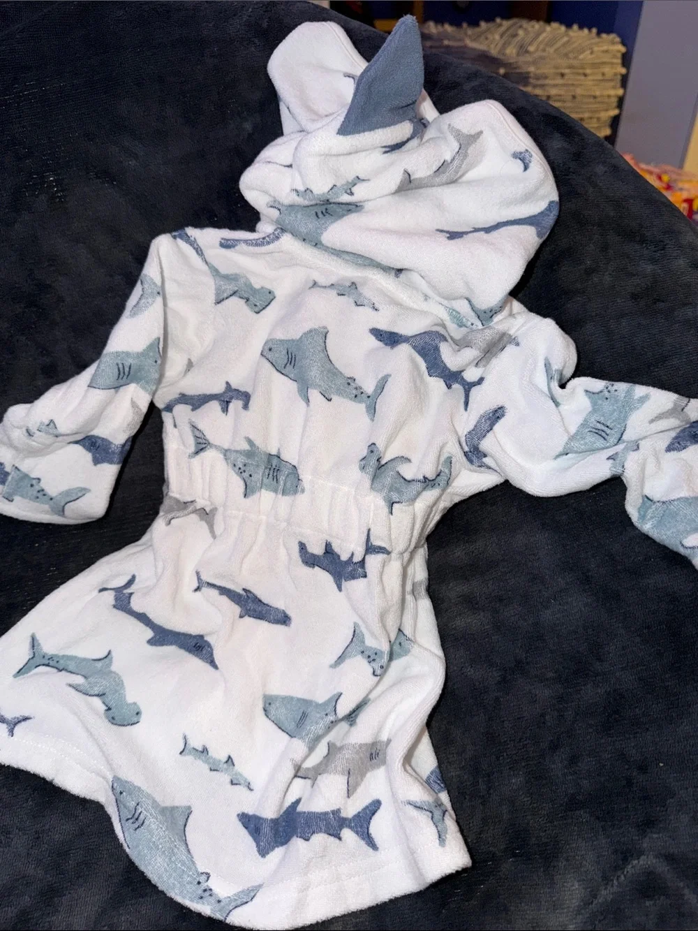 Carter's Striped Hooded Baby Robe in Blue and White
